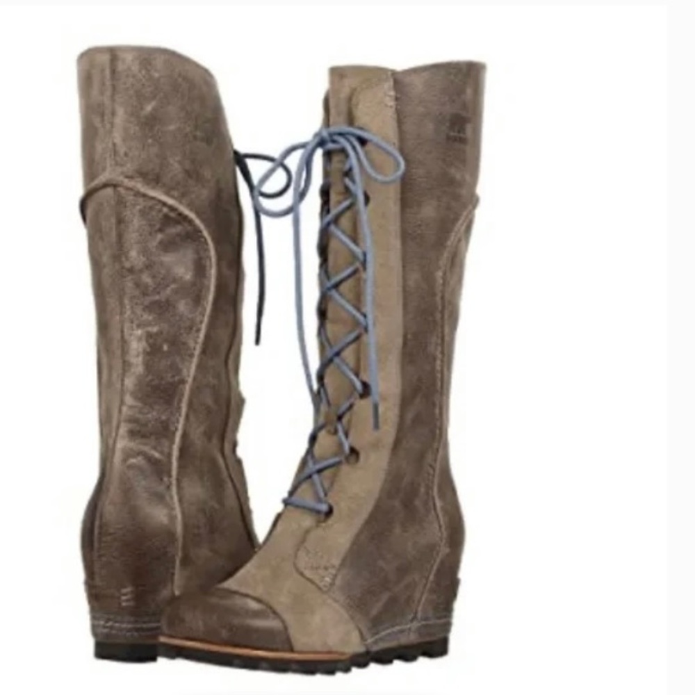 SOREL Knee High Suede Joan of Arctic Wedge - Taupe 9.5